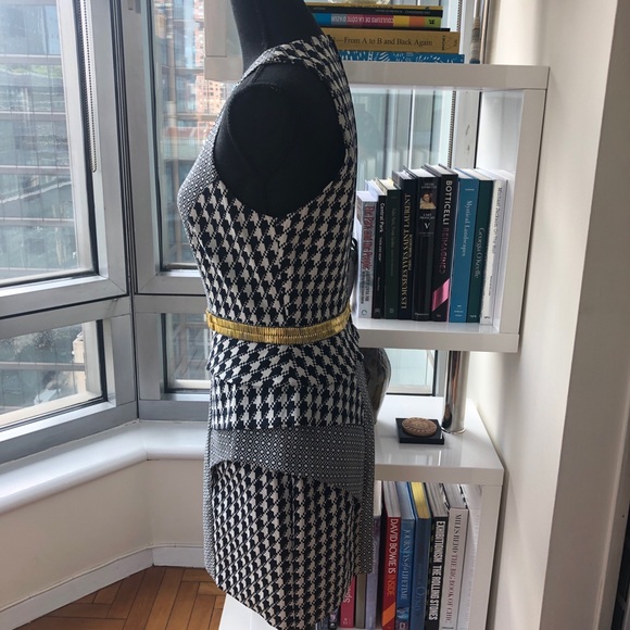 SASS & BIDE HOUNDSTOOTH DRESS WITH GOLD METAL TRIM - Picture 3 of 6